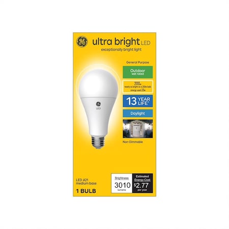 Current GE Ultra Bright A21 E26 (Medium) LED Bulb Daylight 200 Watt Equivalence 1 pk 93128934
